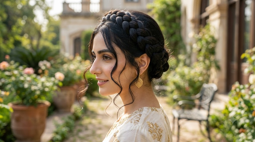 Crown Braid with Tendrils